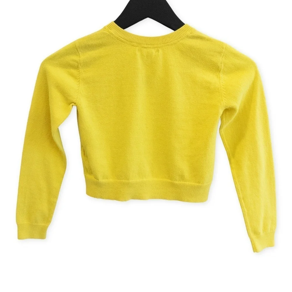 Gap Kids Cardigan Sweater Girls M Yellow Button Front Cropped Preppy Twee Layer